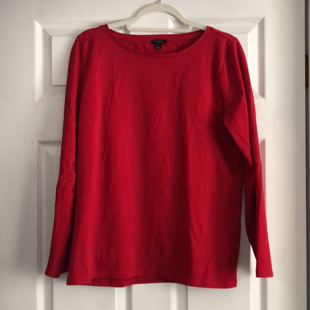 Talbots red long sleeve pull over shirt size Large
